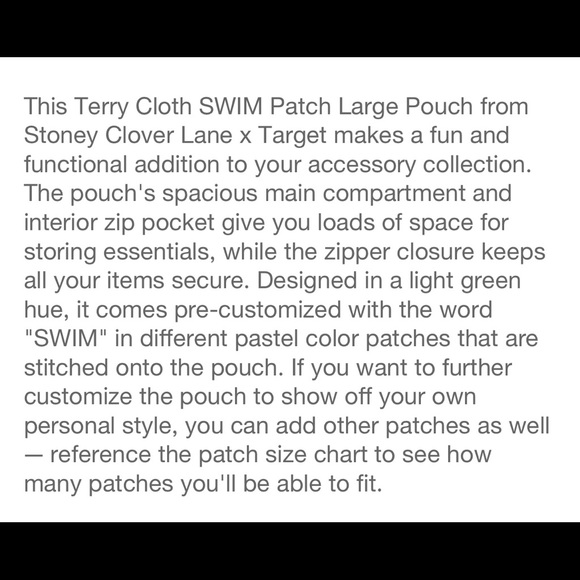 🩱Stoney Clover Lane x Target Green Terry Cloth SWIM Large Pouch🩱 - Picture 5 of 10